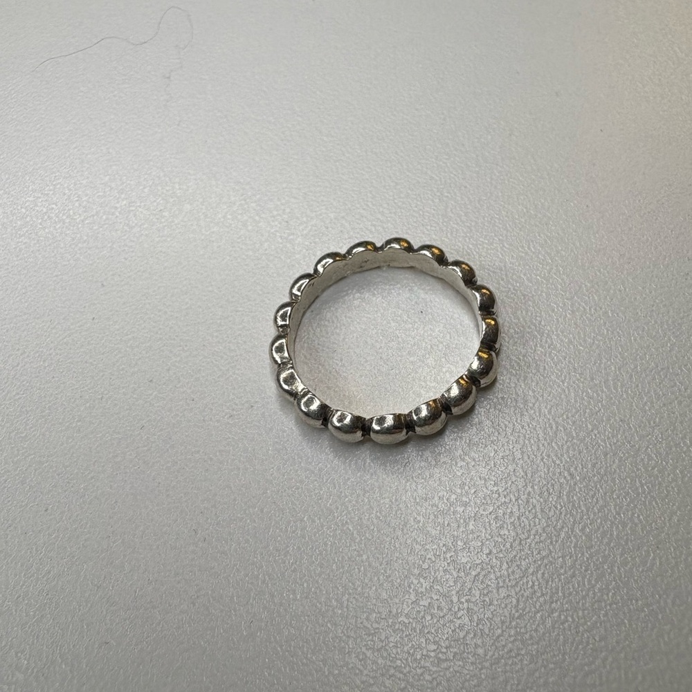 Sterling Silver Beaded Band Ring, 6.75 - Picture 3 of 4